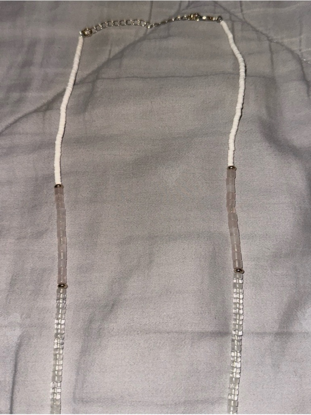 Anthropologie Gold-Tone Fan Pendant and White and Clear Beads - Picture 3 of 5